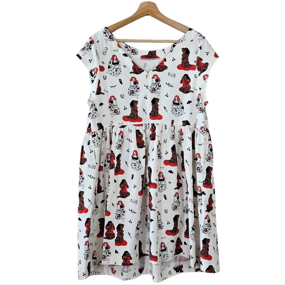 Cutting Shapes x Art Brat Comics The Send Nudes Plus Size Pin Up Dress NWT 18/20 - Picture 5 of 10